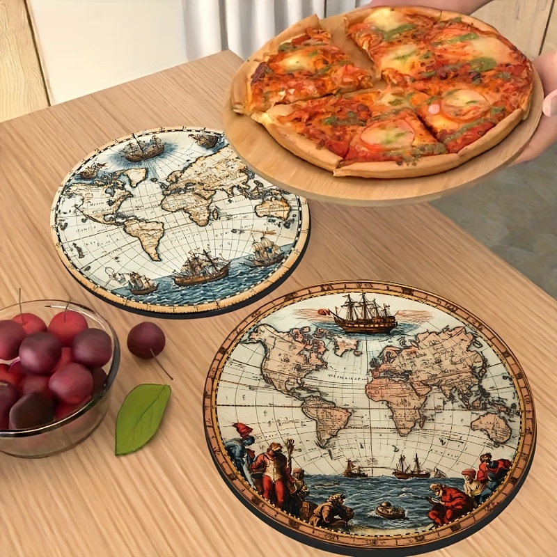 2D Retro World Map Coaster Set - Kitchen Appliances Table recensie en prijs