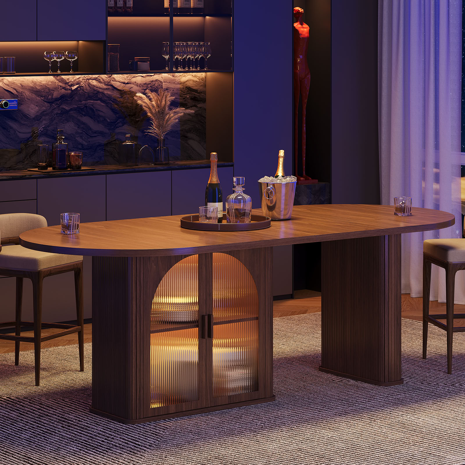 Walnut 70 Inch Oval Dining Tab - Kitchen Appliances Table recensie en prijs