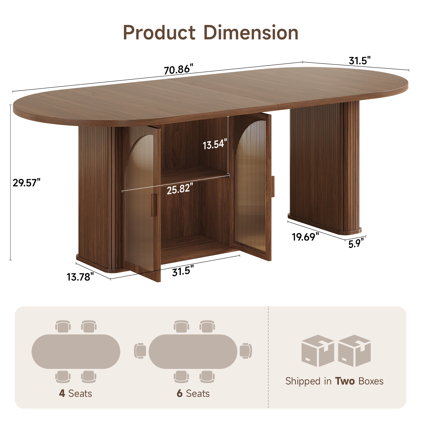 Walnut 70 Inch Oval Dining Tab - Kitchen Appliances Table recensie en prijs